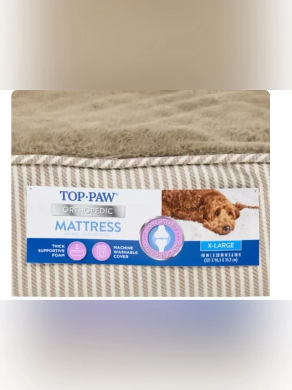 Top Paw® Orthopedic Mattress Dog Bed, Brown/Grey/Tan, size 48Lx38